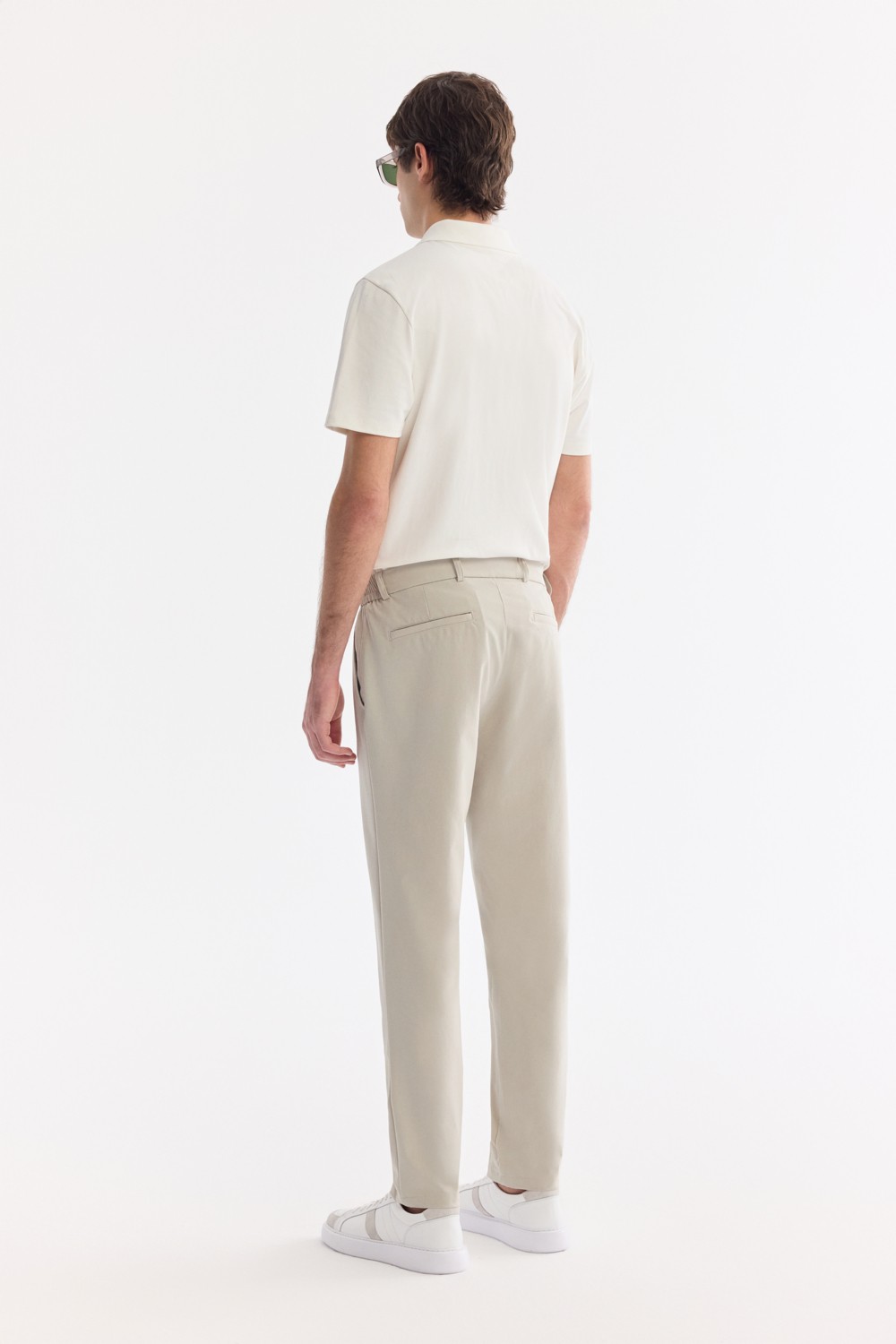 AVVA Erkek Haki Yanı Lastikli Kırışmaz Teknik Kumaş Slim Fit Chino Pantolon A61Y3077 görsel 4