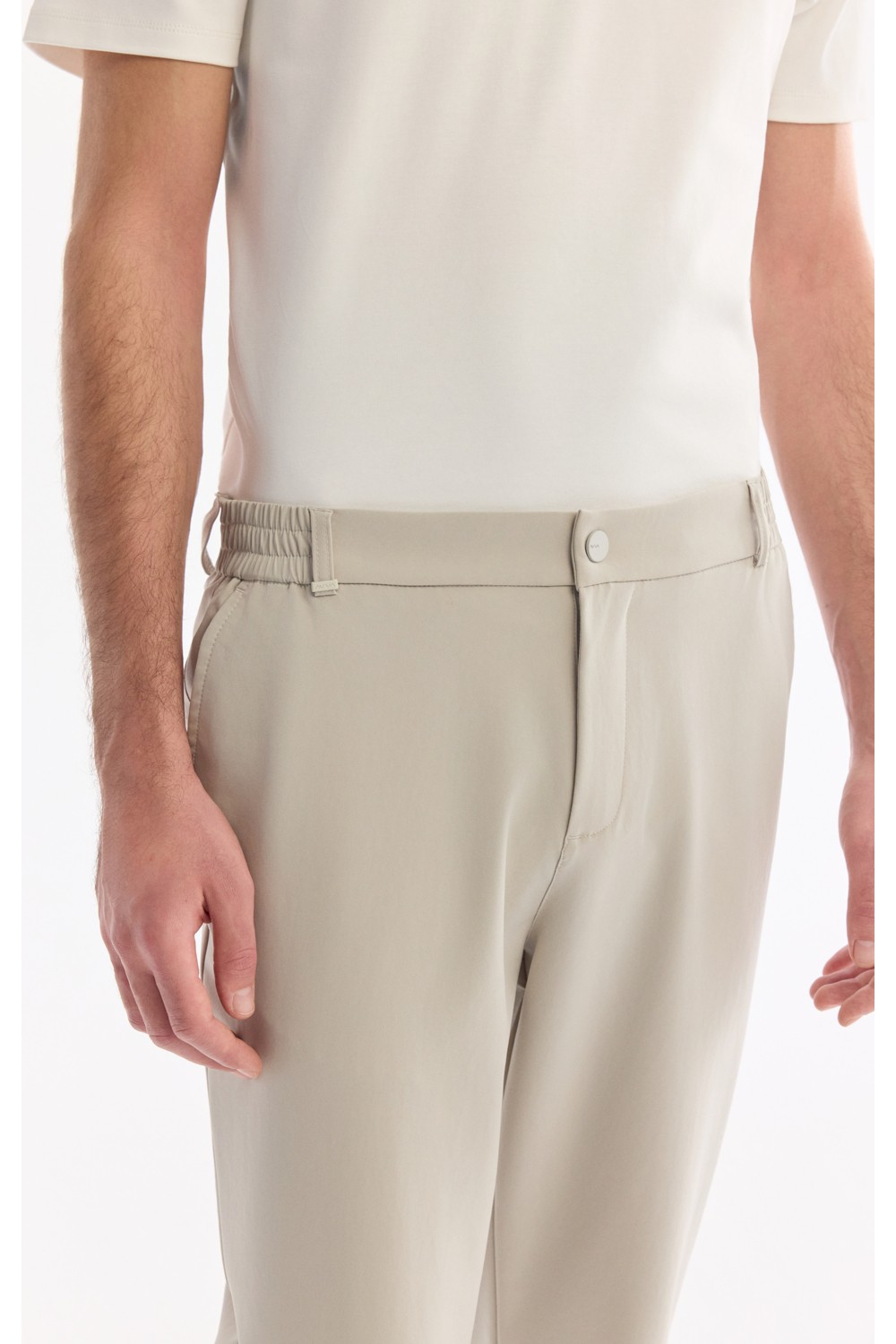 AVVA Erkek Haki Yanı Lastikli Kırışmaz Teknik Kumaş Slim Fit Chino Pantolon A61Y3077 görsel 5