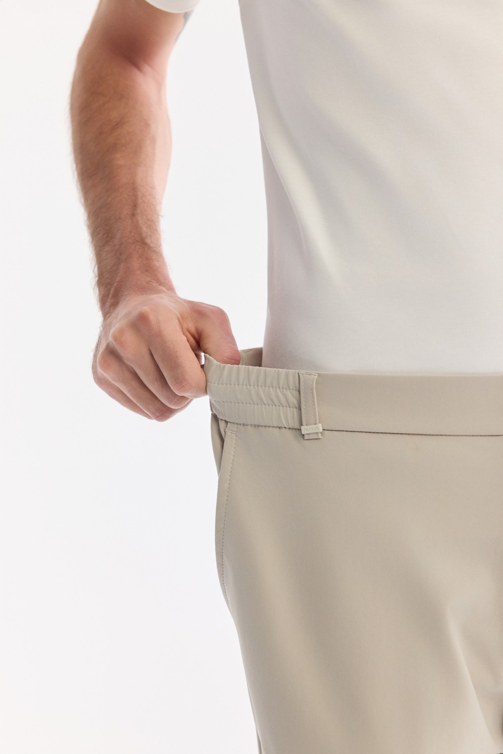 AVVA Erkek Haki Yanı Lastikli Kırışmaz Teknik Kumaş Slim Fit Chino Pantolon A61Y3077 görsel 6