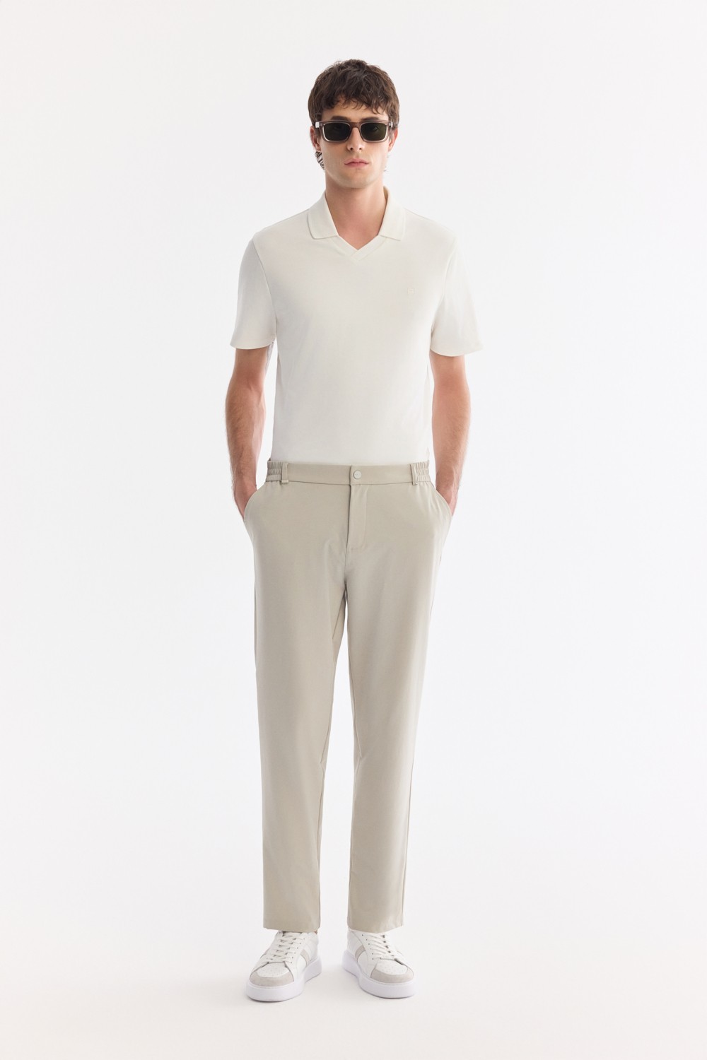 AVVA Erkek Haki Yanı Lastikli Kırışmaz Teknik Kumaş Slim Fit Chino Pantolon A61Y3077 görsel 8