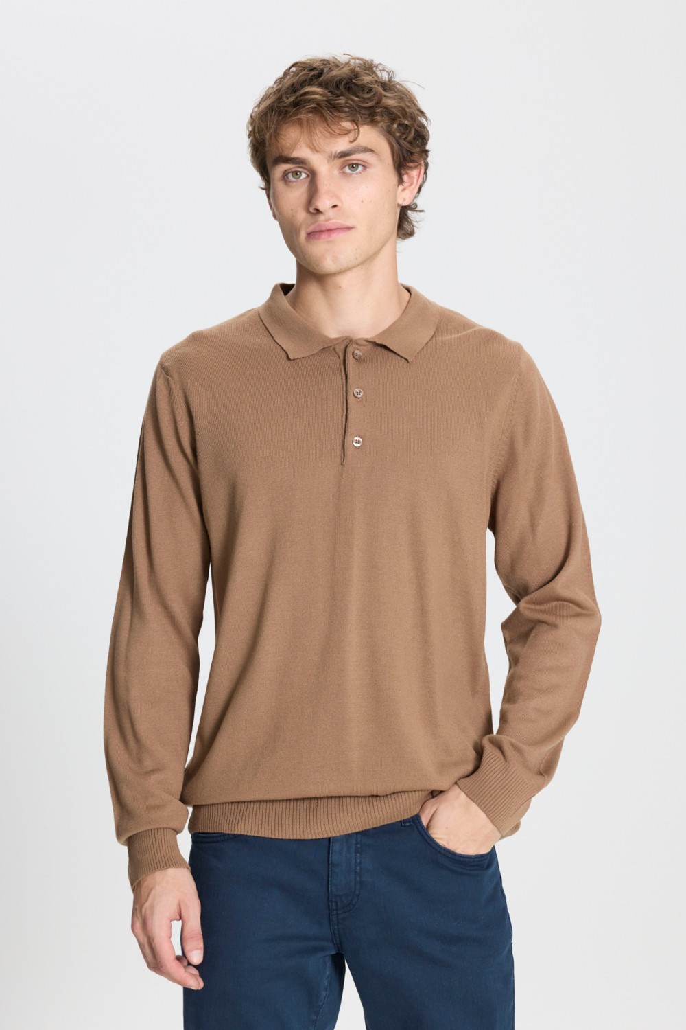 Altınyıldız Classics Erkek Vizon Tüylenme Yapmayan Anti Pilling Kumaş Standart Fit Polo Yaka Triko görsel 3
