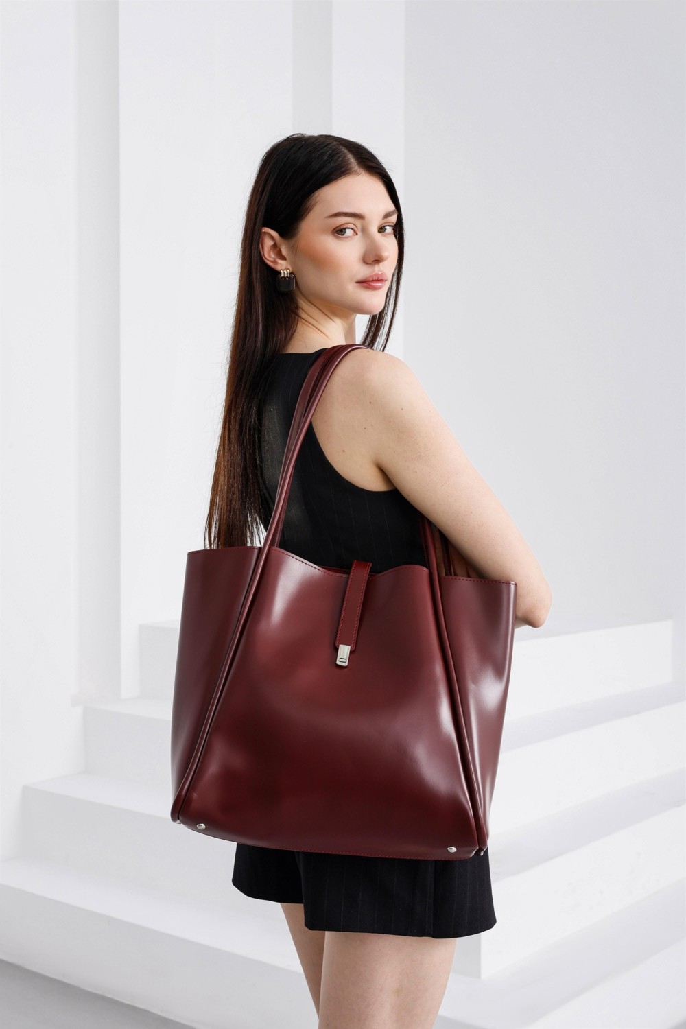 Shule Bags Chester Kilitli Omuz Çantası Acı Kahve görsel 6