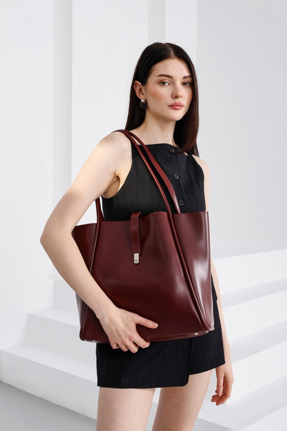 Shule Bags Chester Kilitli Omuz Çantası Acı Kahve görsel 7
