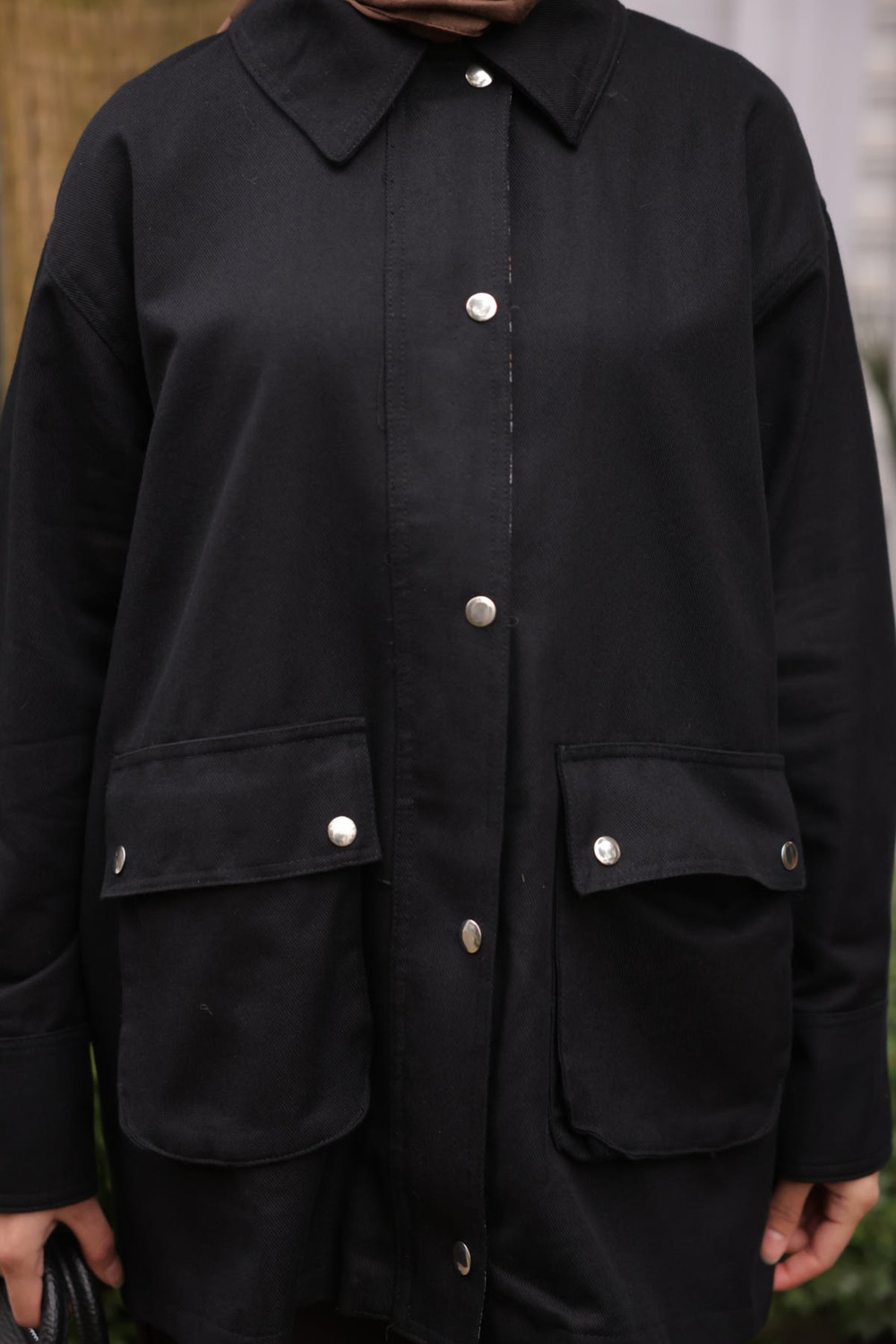 İmaj Butik Kahverengi Fermuarlı Gabardin Ceket görsel 7