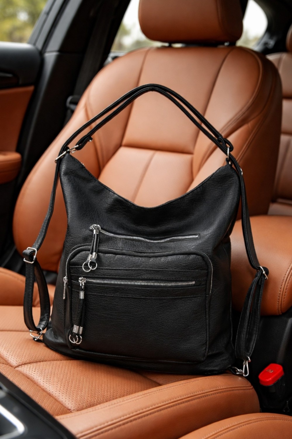 Adelina Bags Kadın Siyah Çok Yönlü Askılı Kol Sırt ve Omuz Çantası