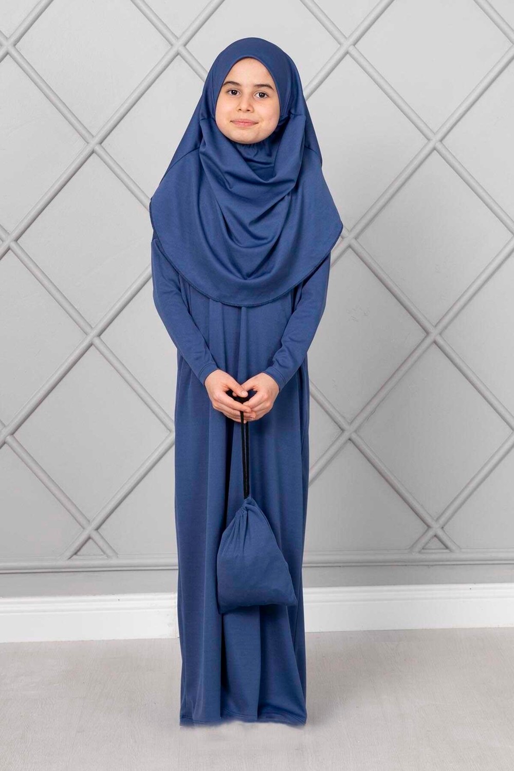 Md Tesettür Çocuk Namaz Elbisesi İndigo görsel 4