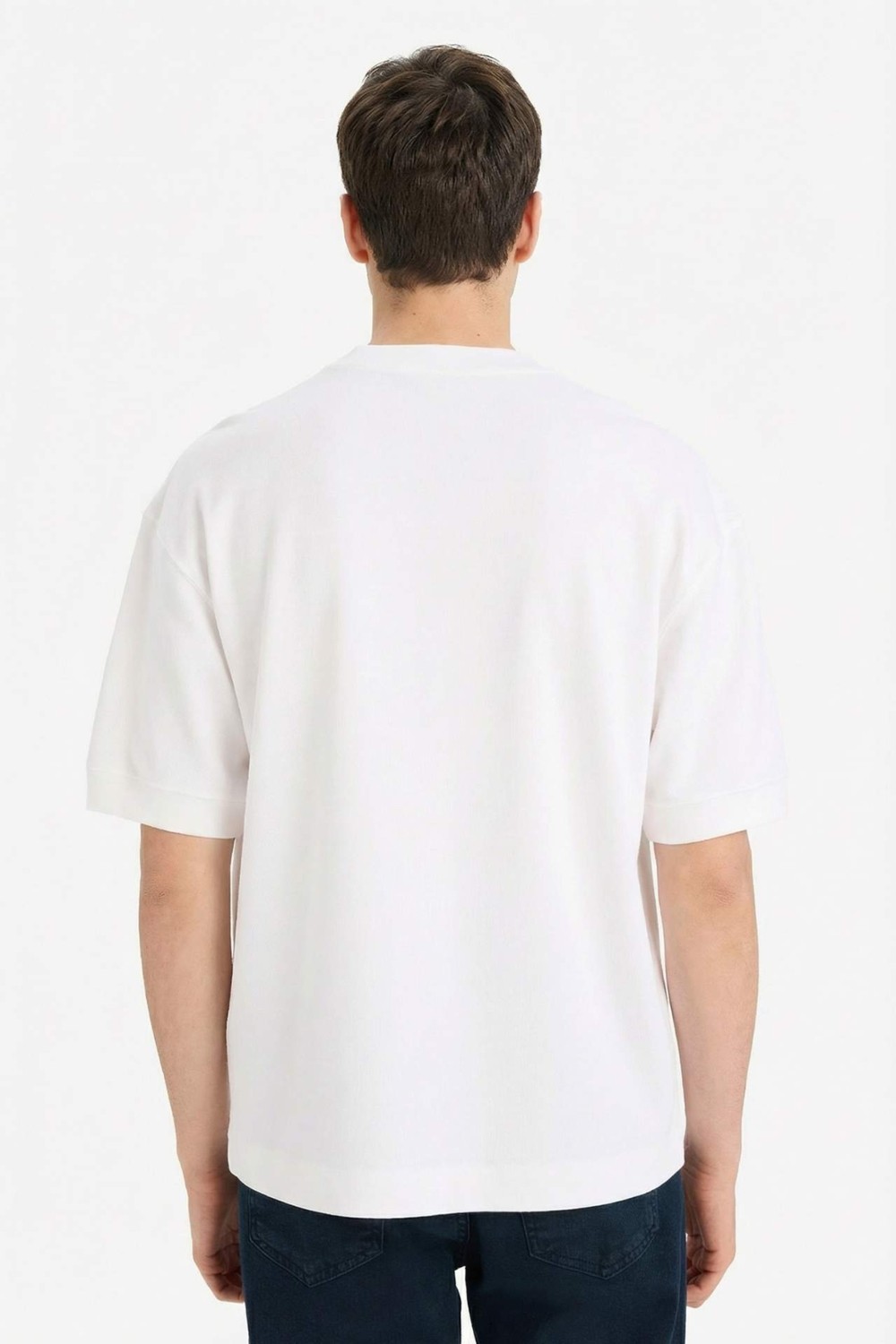 DeFacto Nefes Alabilir Loose Fit Bisiklet Yaka Kısa Kollu Ağır Kumaş Basic Tişört B4844AX26SP görsel 4