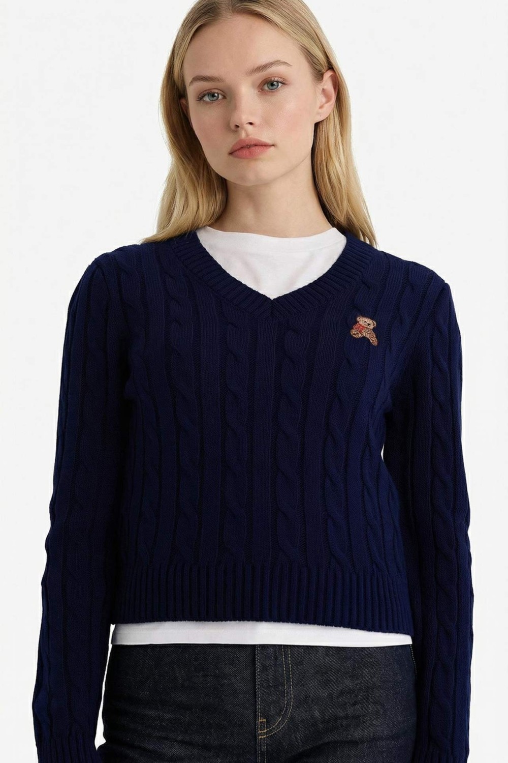 DeFacto Slim Fit V Yaka Kazak G6850AX26SP görsel 3