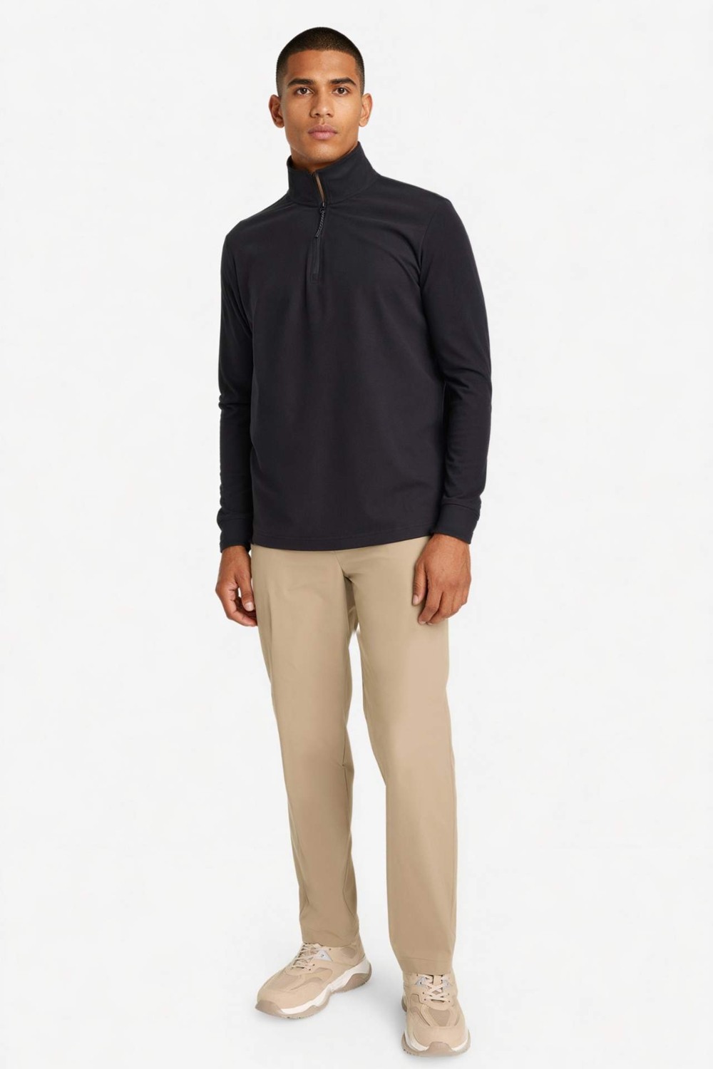 DeFacto Sıcak Tutan Standart Fit Dik Yaka Yarım Fermuarlı Polar Sporcu Sweatshirt F2302AX25WN görsel 2