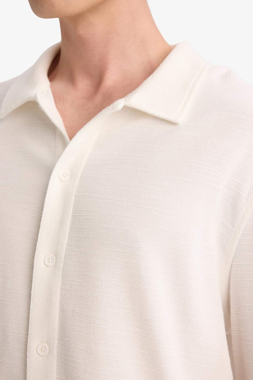 DeFacto Boxy Fit Polo Yaka Uzun Kollu Gömlek F8611AX26SP görsel 4
