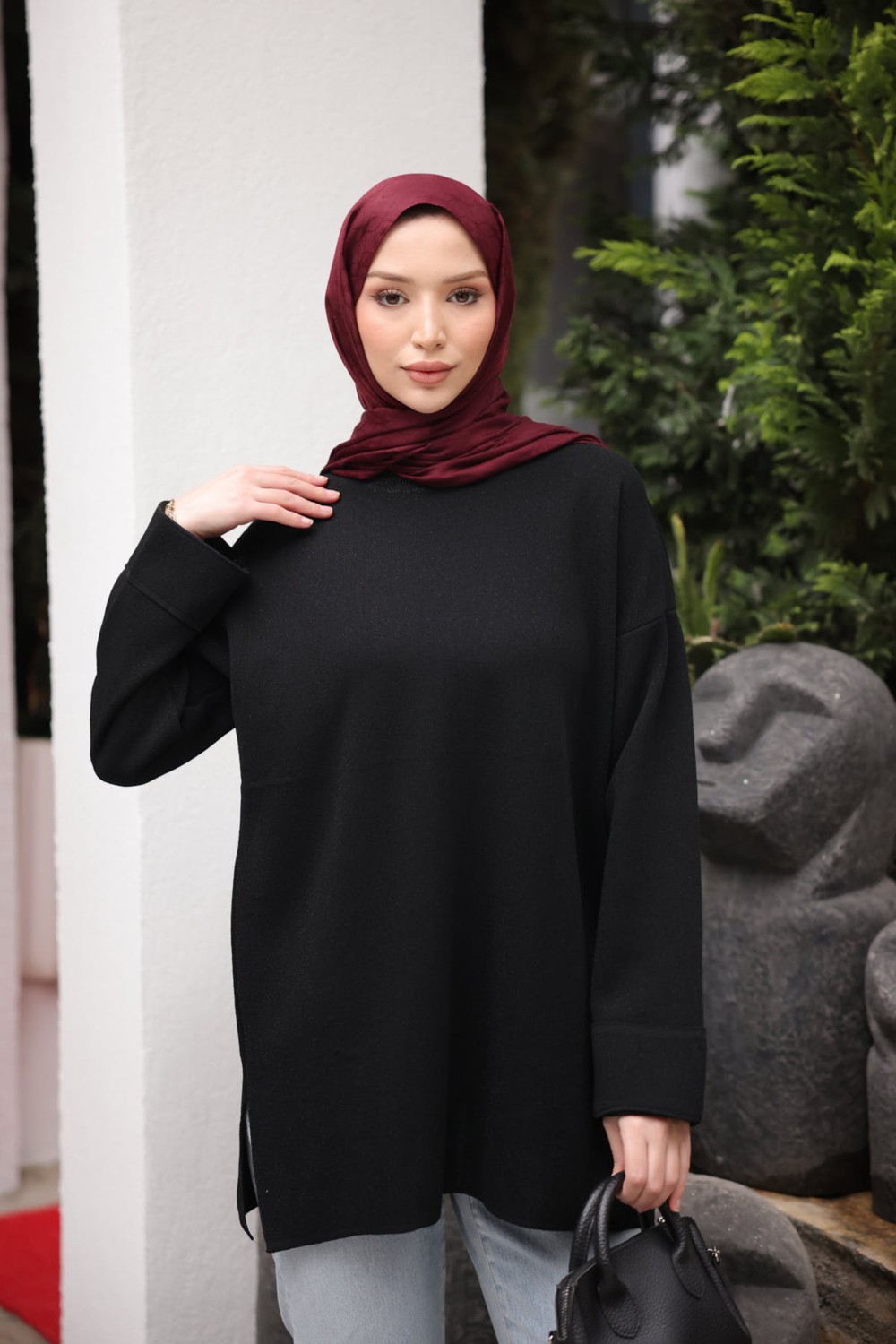 İmaj Butik Lacivert Simli Merserize Triko Kazak görsel 5
