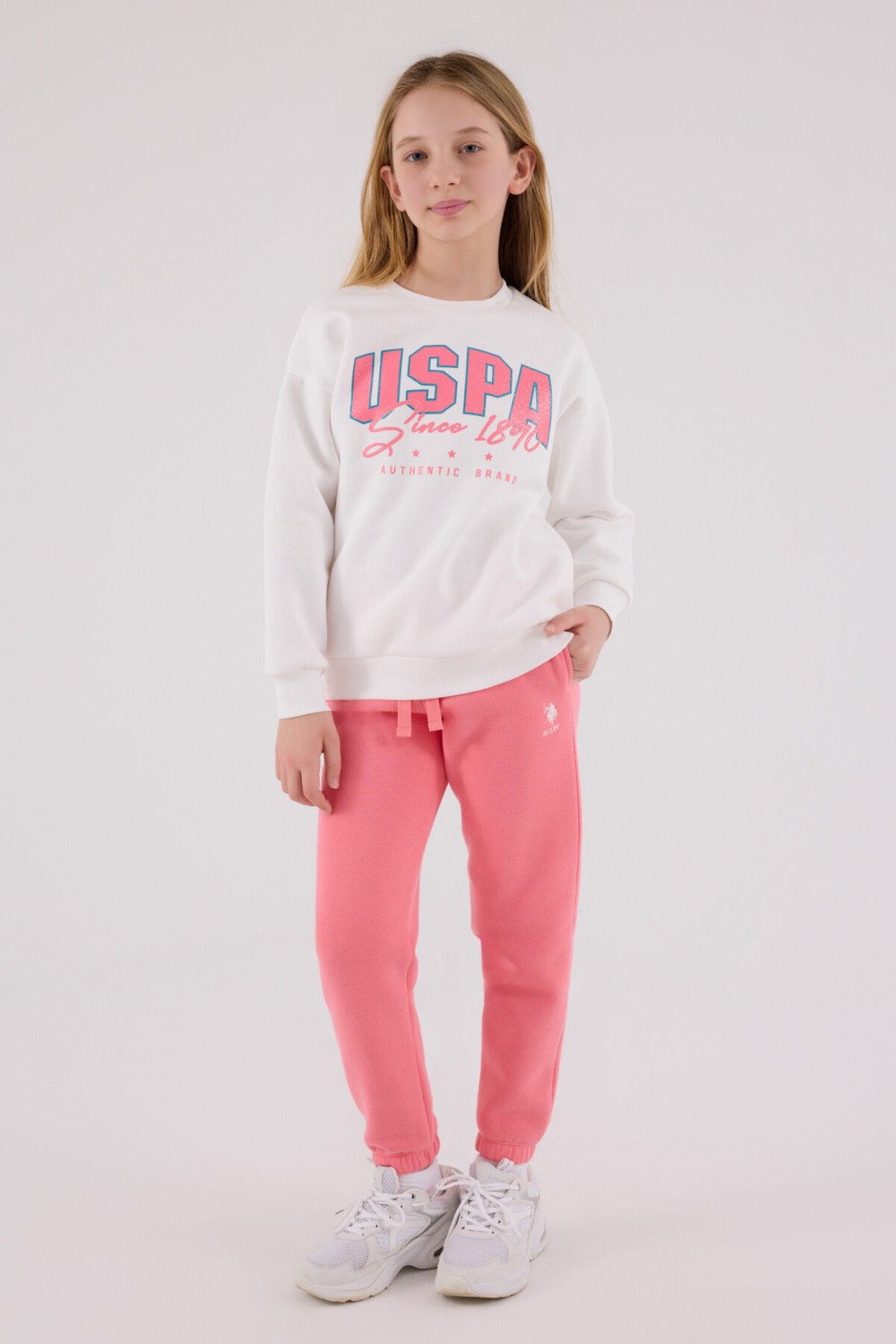 U.S. Polo Assn. U.S. Polo Assn Su Yeşili Kız Ikili Takım 10 - 11 Yaş Lastikli Paça 3 İplik Şardonlu Kumaş US2315 görsel 7