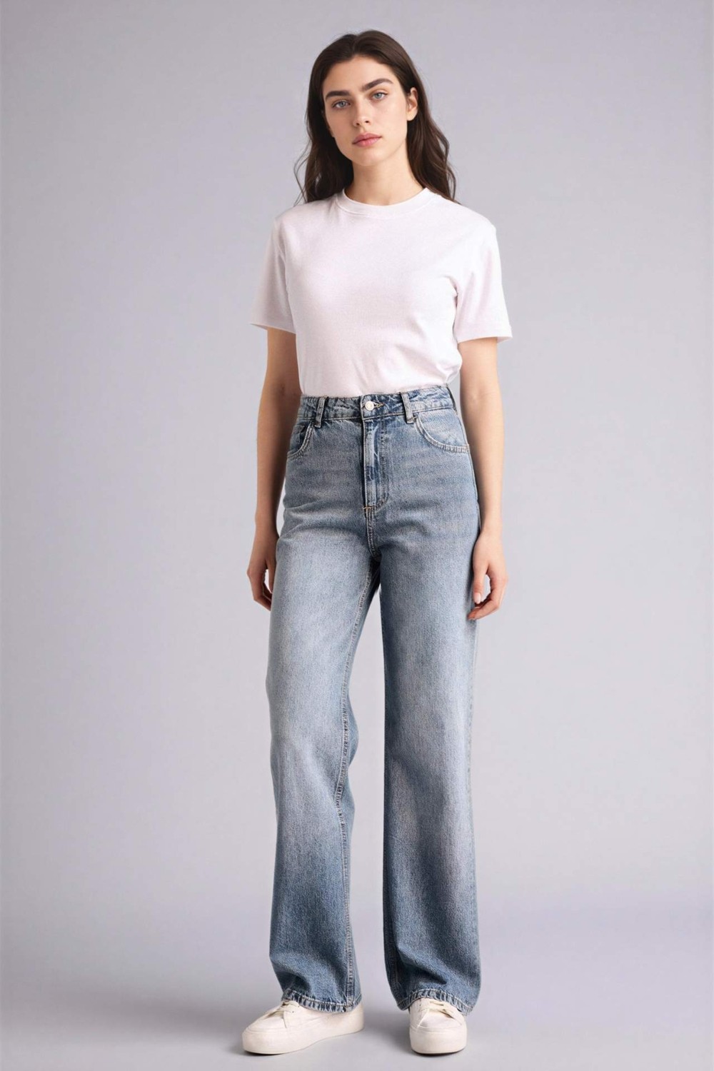 DeFacto %100 Pamuk 90's Wide Leg Yüksek Bel Jean Pantolon G8835AX26SP