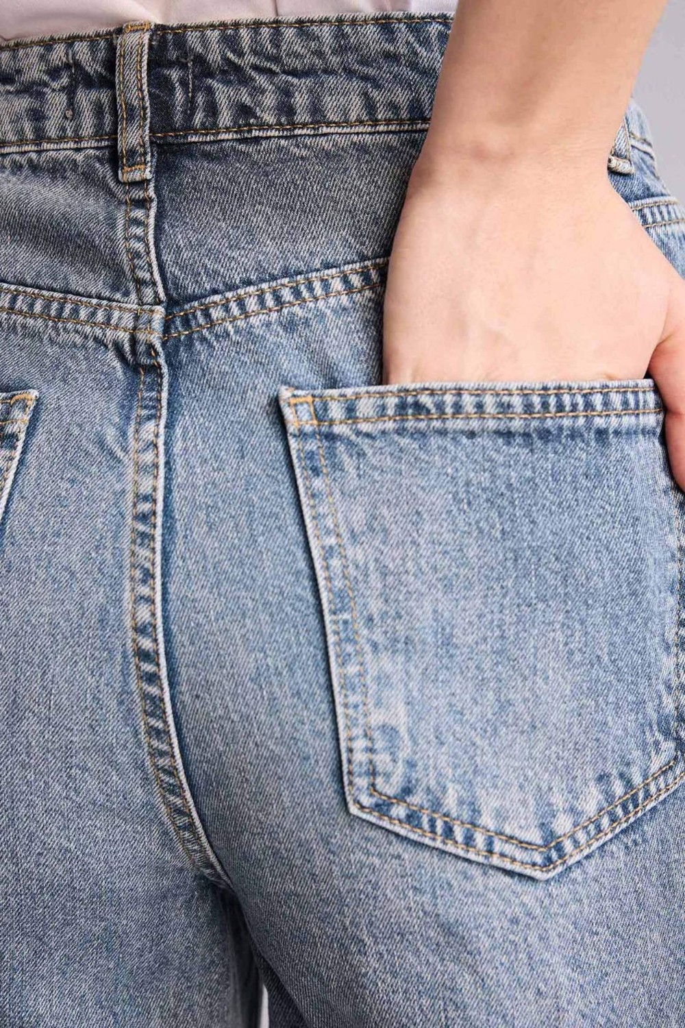 DeFacto %100 Pamuk 90's Wide Leg Yüksek Bel Jean Pantolon G8835AX26SP görsel 5