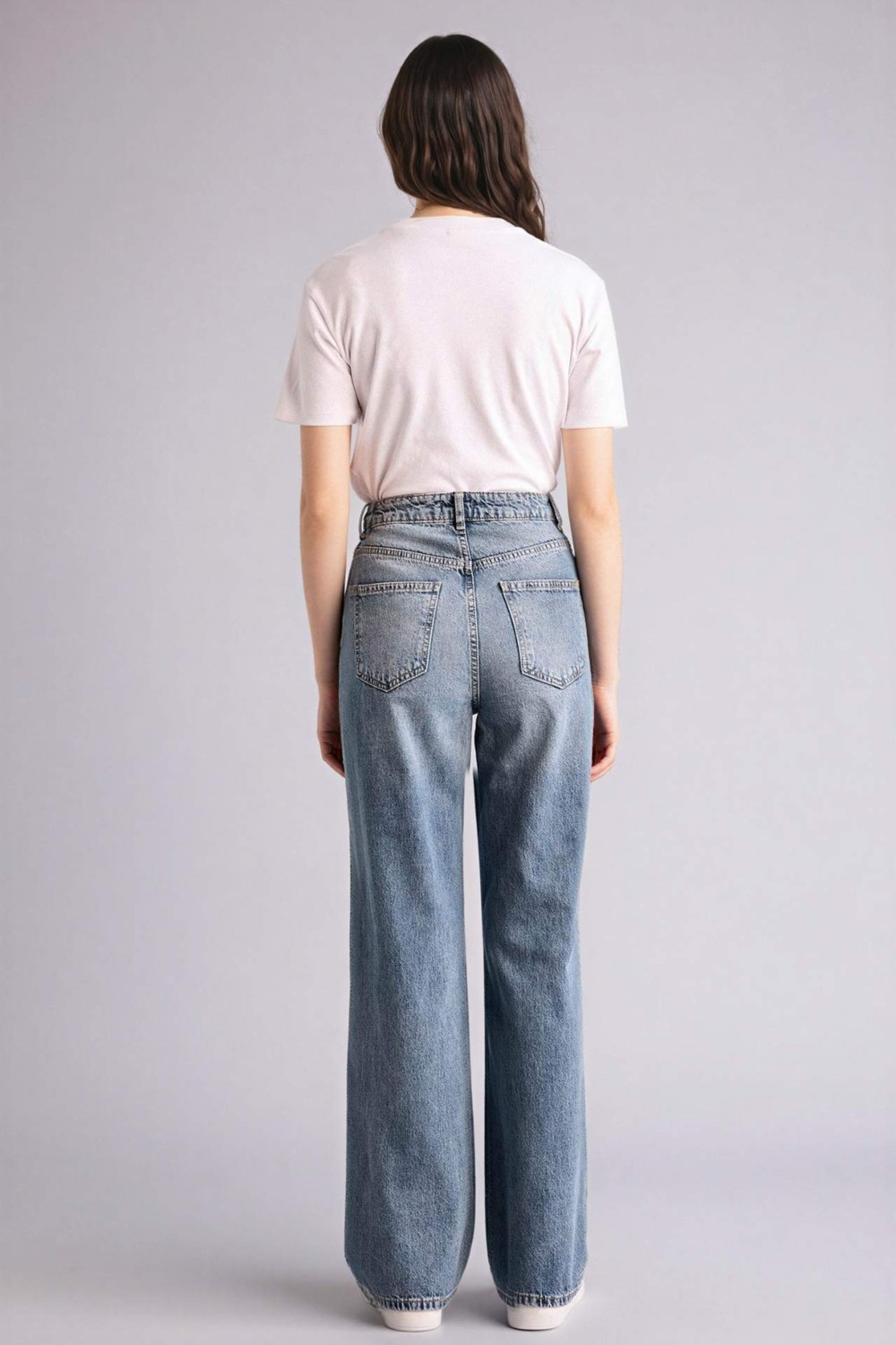 DeFacto %100 Pamuk 90's Wide Leg Yüksek Bel Jean Pantolon G8835AX26SP görsel 6