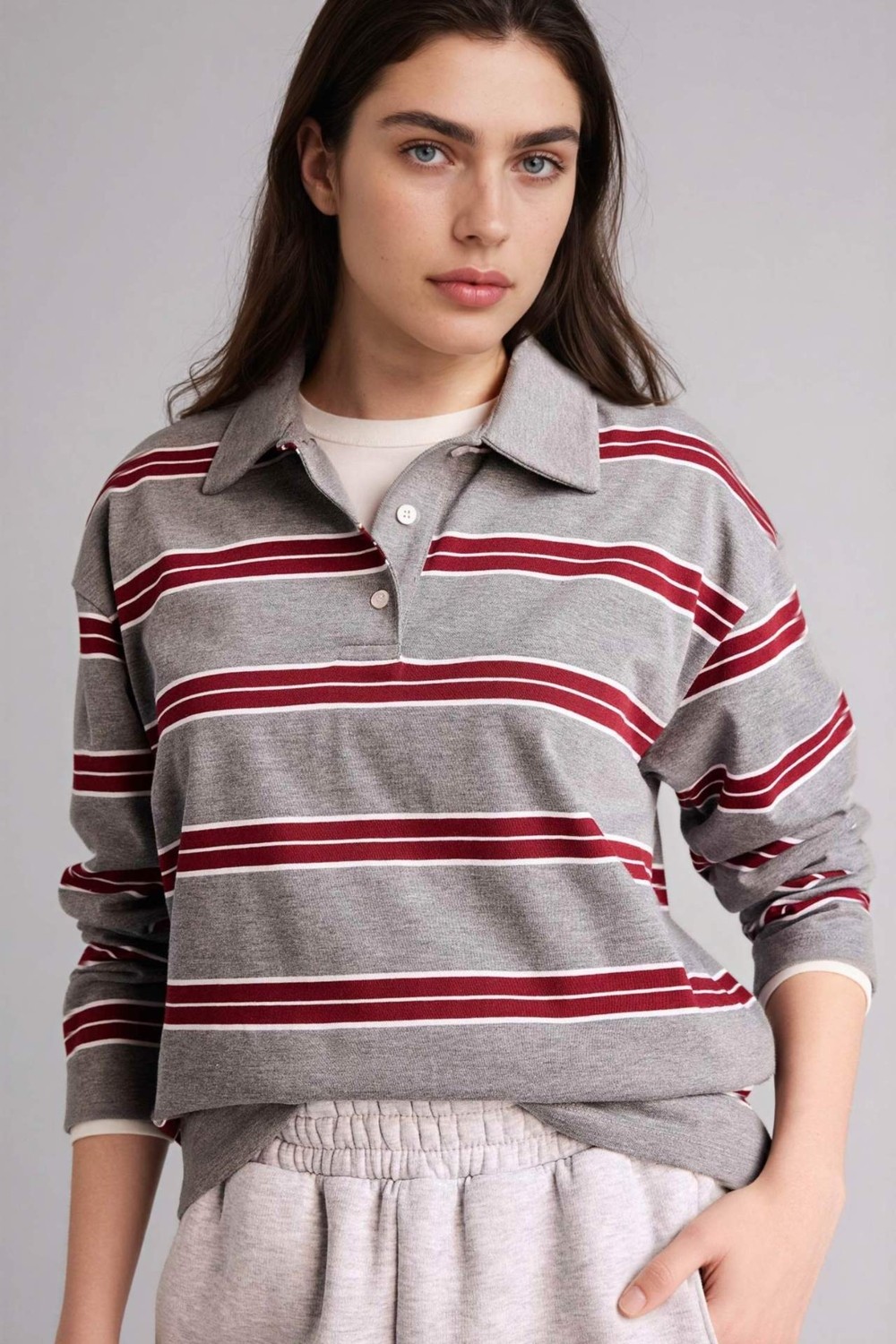 DeFacto Loose Fit Çizgili Sweatshirt G9469AX26SP görsel 3