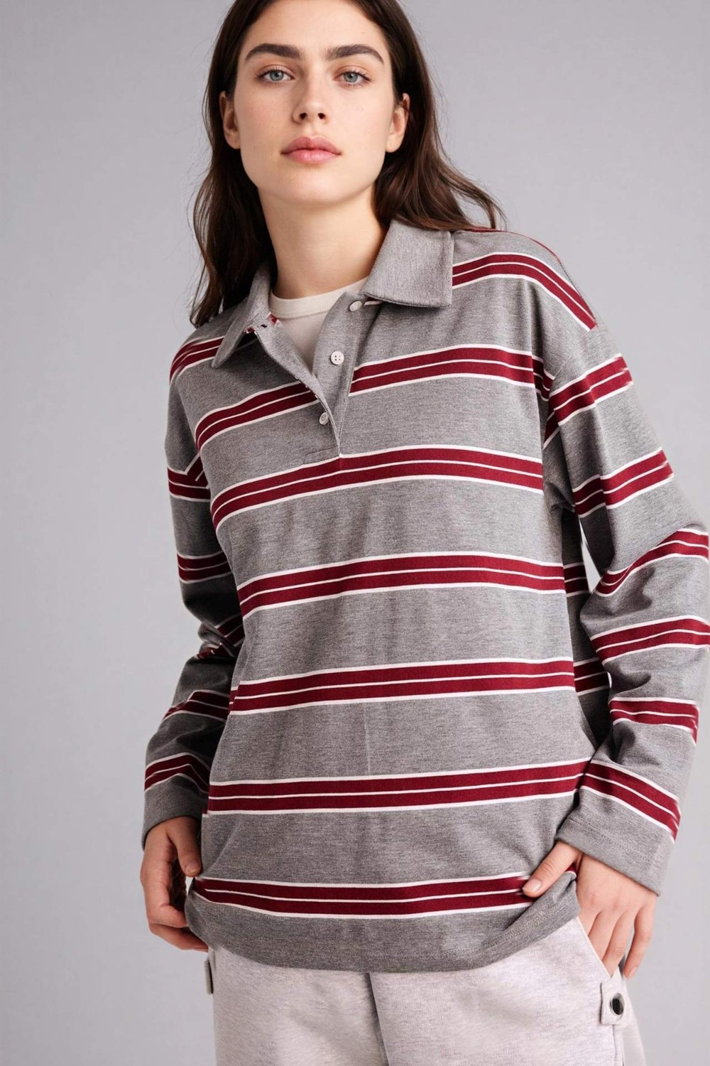 DeFacto Loose Fit Çizgili Sweatshirt G9469AX26SP görsel 5