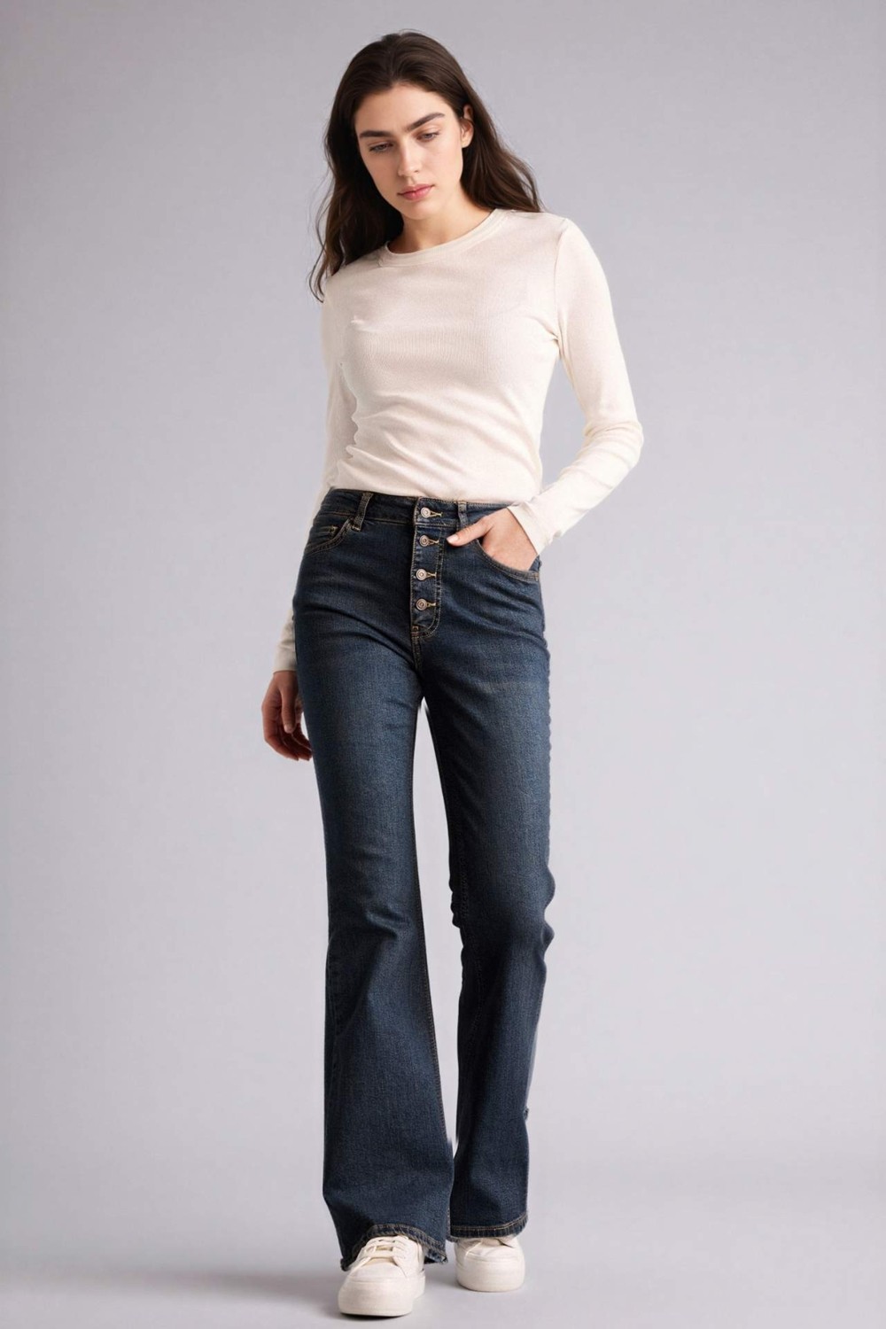 DeFacto Mia Flare Fit Jean Yıkamalı Pantolon F5536AX26SP görsel 2