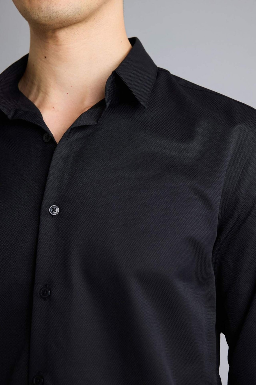 DeFacto Slim Fit Polo Yaka Uzun Kollu Gömlek G6496AX26SP görsel 4