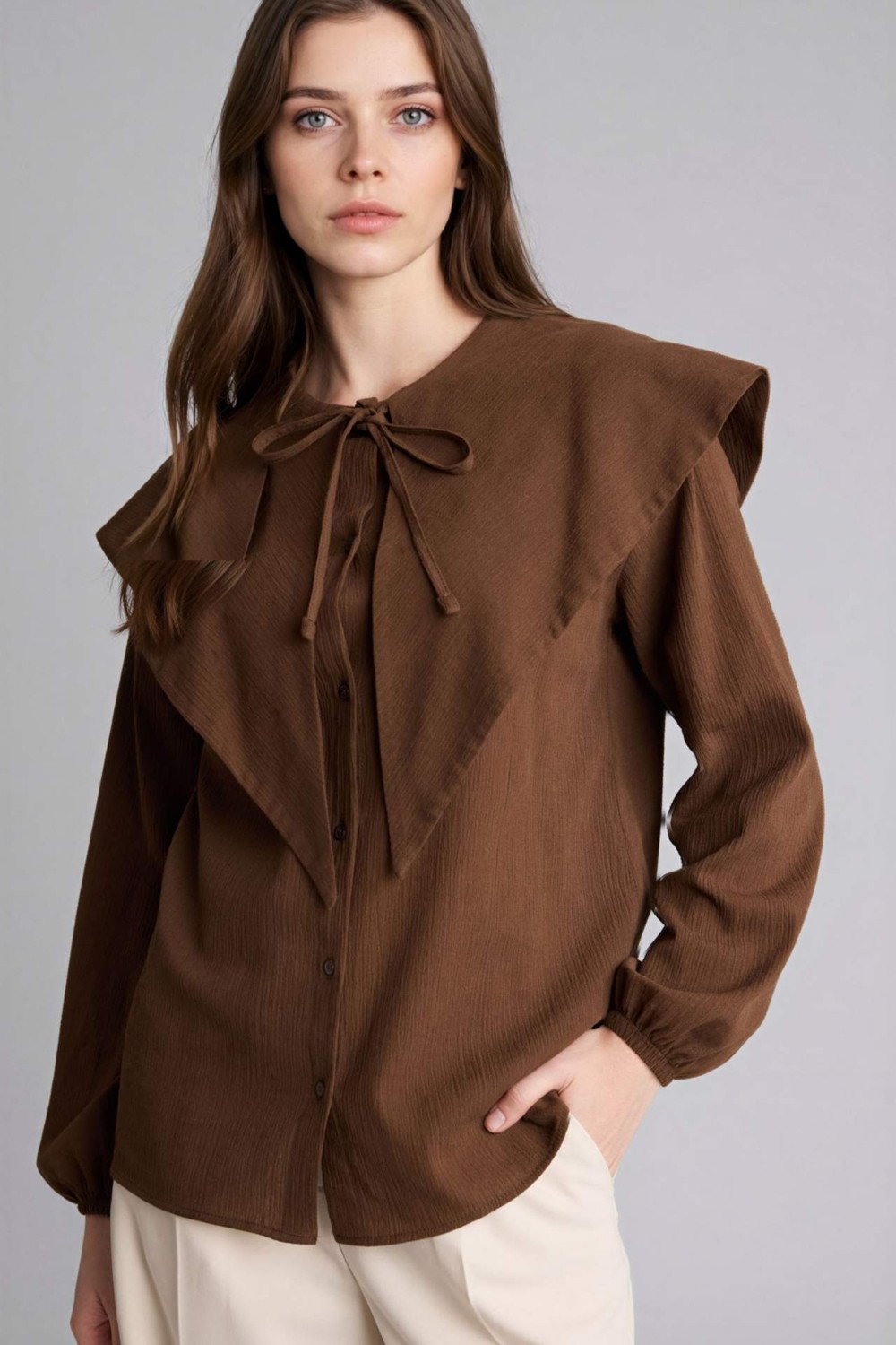 DeFacto %100 Pamuk Regular Fit Flamlı Uzun Kollu Tunik G9244AX26SP
