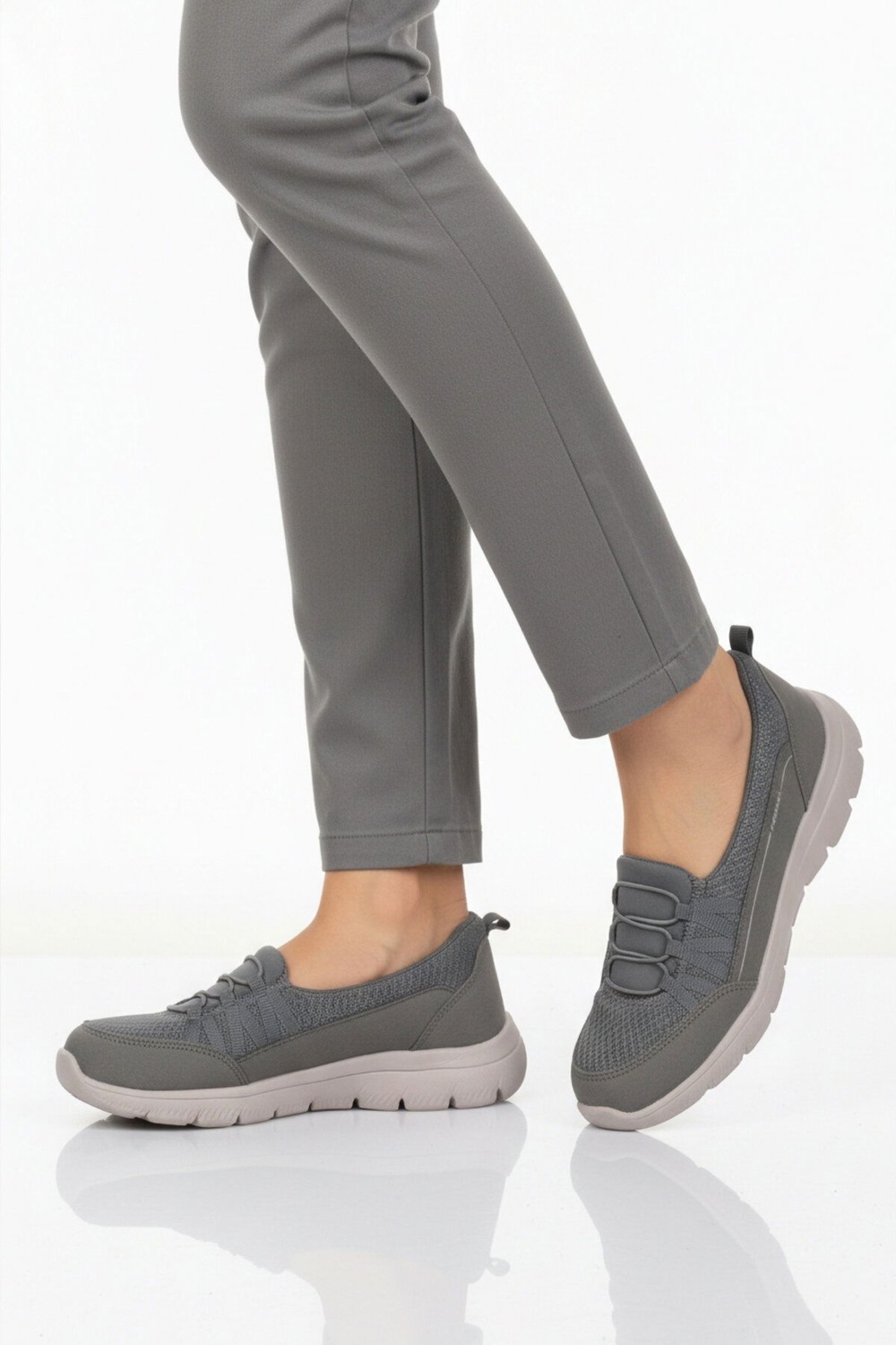 Walkway Siyah Fileli Hafif Esnek Kadın Günlük Yürüyüş ve Spor Ayakkabı BST-1009 G görsel 6