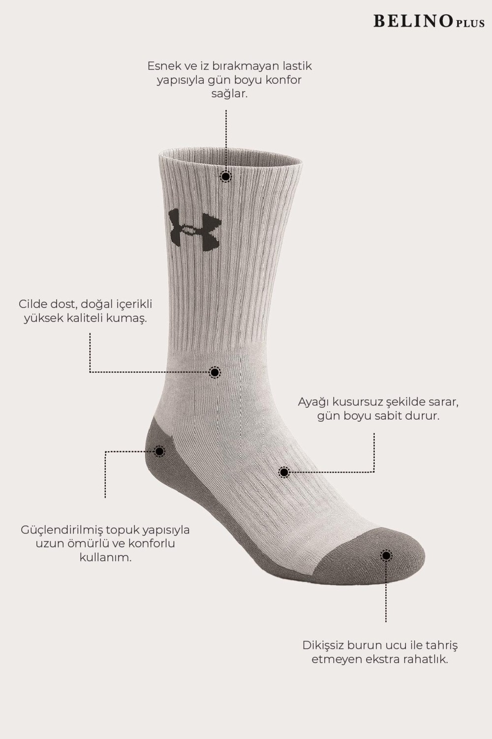 Belyy Socks 6 Lı Paket Erkek Spor Çorap görsel 3