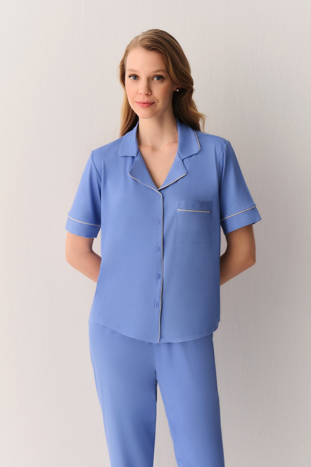 Suwen Misty Gömlek Yaka Pijama Takımı görsel 2
