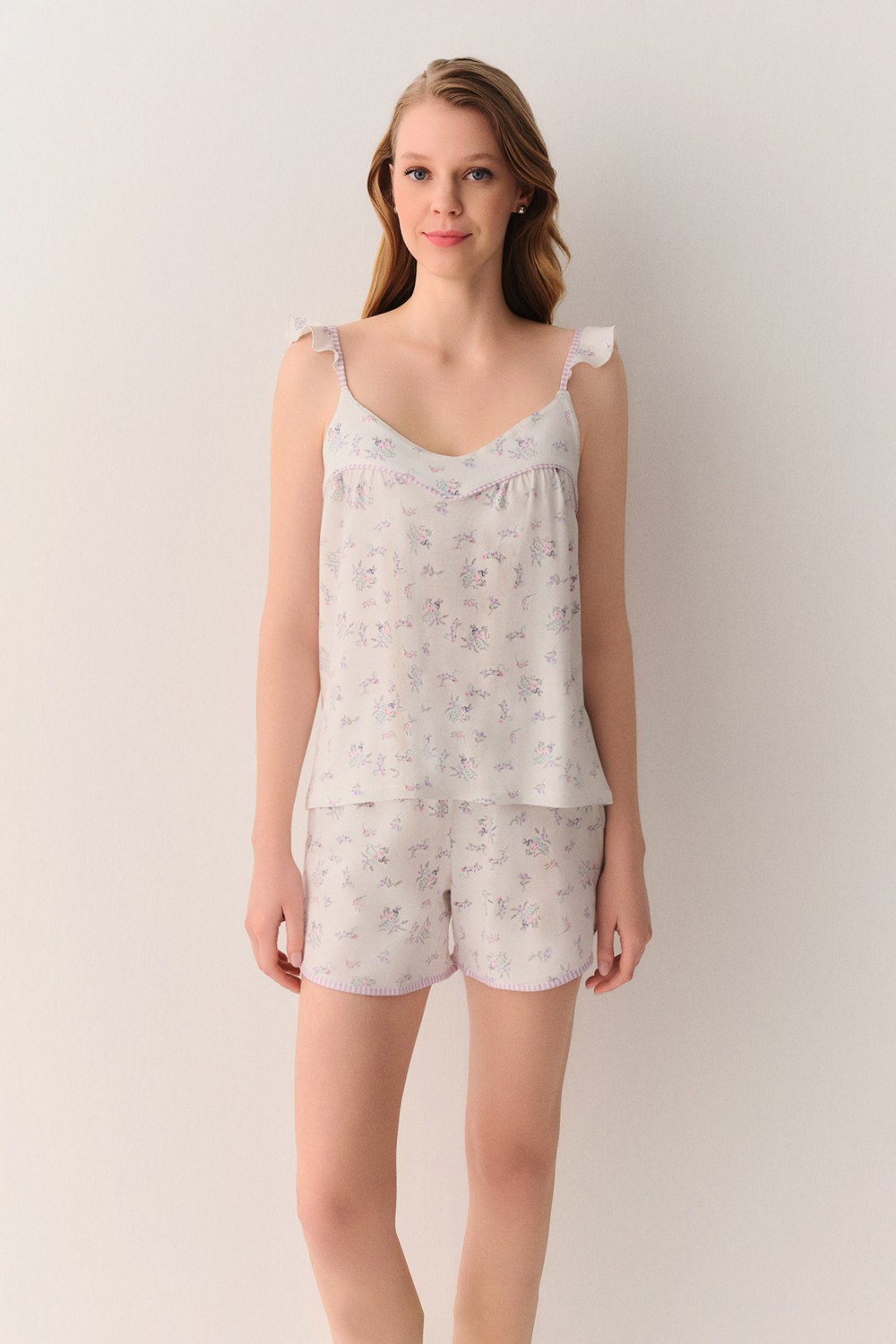 Suwen Butterfly Pamuklu Atlet Şort Pijama Takımı