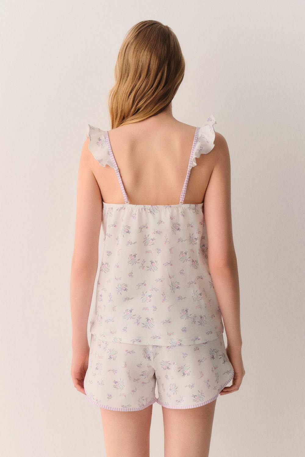 Suwen Butterfly Pamuklu Atlet Şort Pijama Takımı görsel 4