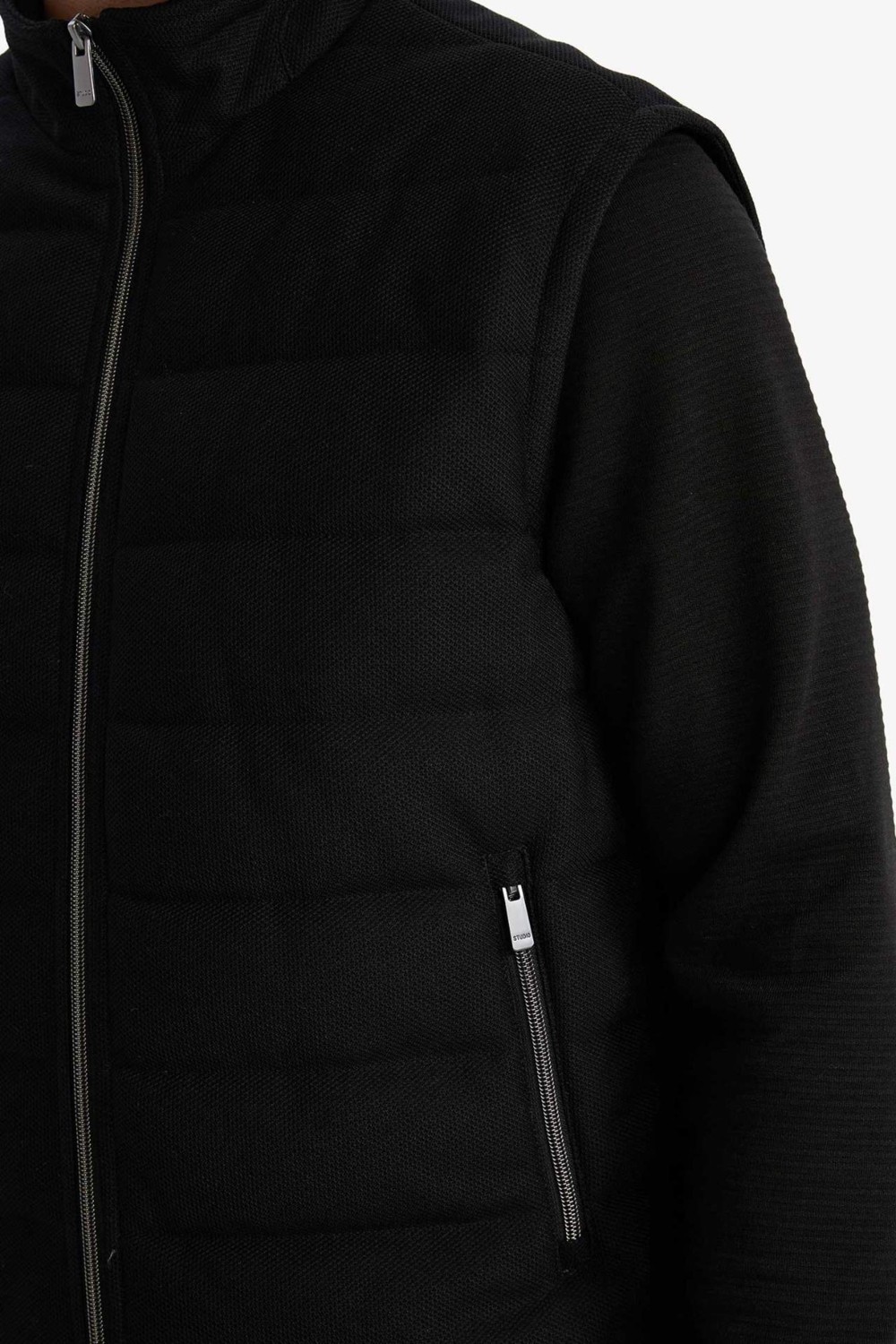 DeFacto Slim Fit Dik Yaka Astarlı Fermuarlı Cepli Mevsimlik Yelek D7536AX26SP görsel 5