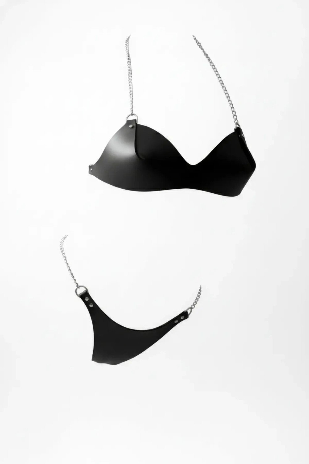 MTM My The Mall Giyim Siyah Harness Takım Suni Deri Zincir Detaylı - BRF1169