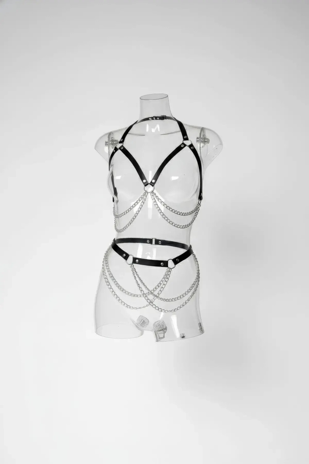 MTM My The Mall Giyim Siyah Harness Takım Zincir Detaylı Metal Halka Aksesuar - BRF1195 görsel 2