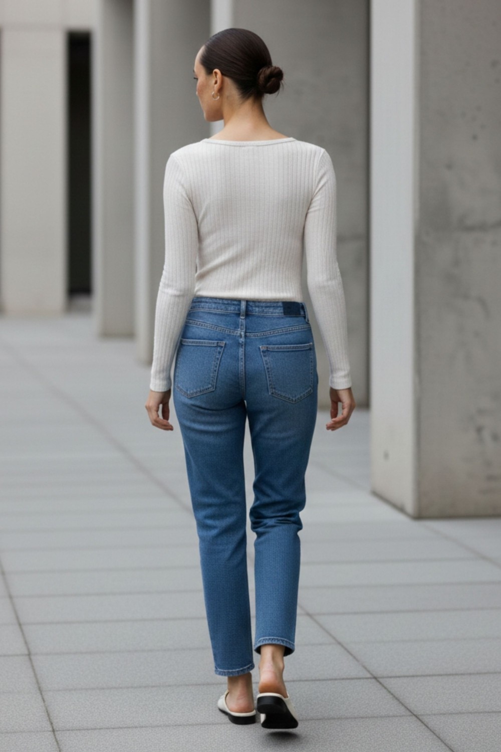 Lupinn Kadın Bej V Yaka Düğmeli Uzun Kollu Basic Slim Fit Bluz, Kadın Bluz görsel 6