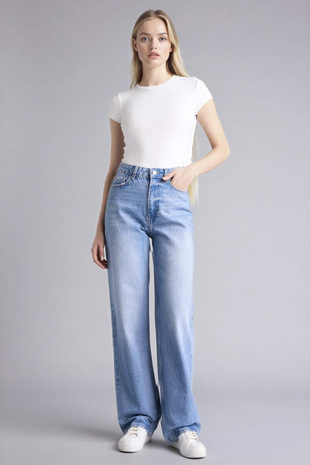 DeFacto %100 Pamuk Straight Fit Yüksek Bel Jean Pantolon G3542AX26SP