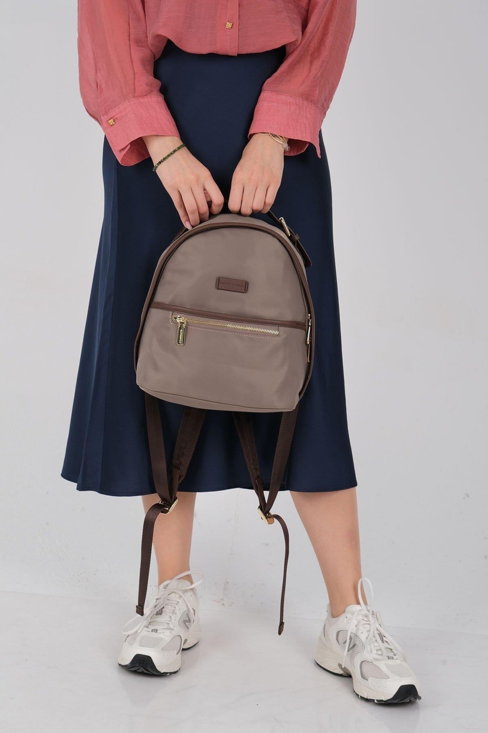 Silver & Polo Silver Polo Kum - Kahve Saten Kadın Sırt Çantası SP1212 görsel 6