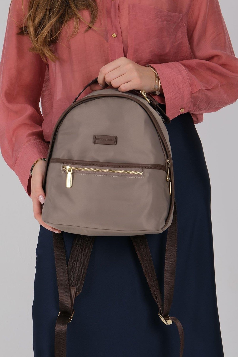 Silver & Polo Silver Polo Kum - Kahve Saten Kadın Sırt Çantası SP1212 görsel 7