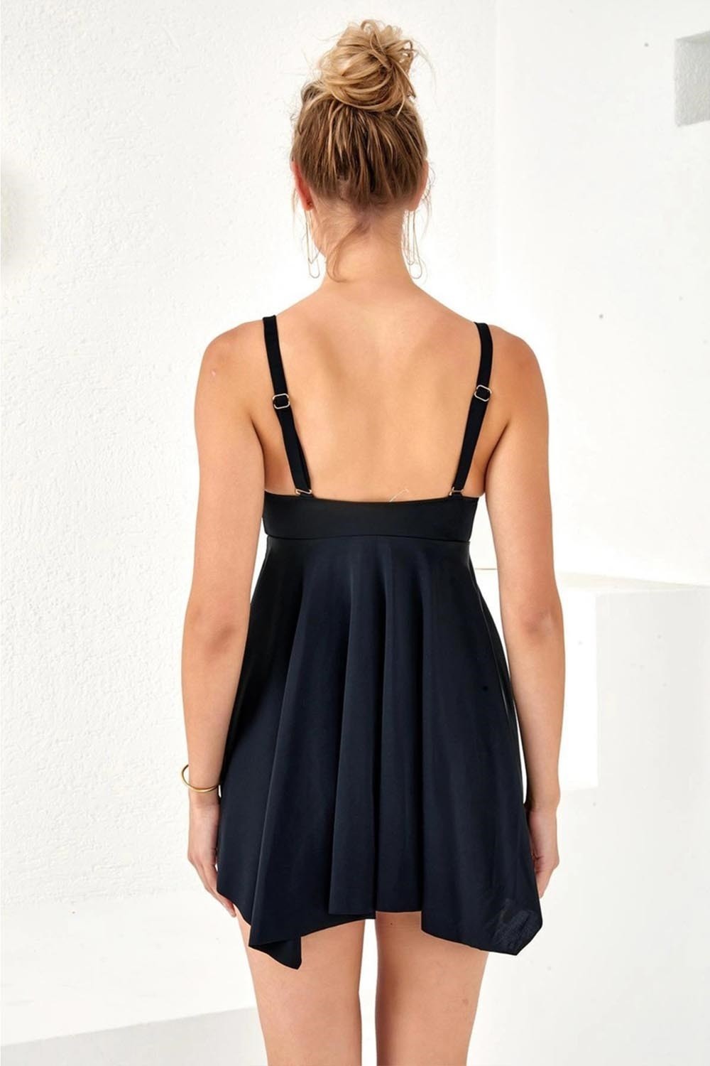 Lapieno Siyah Hamile Tankini 4502 Hızlı Kuruyan Düz Desenli Elastan Takım görsel 4