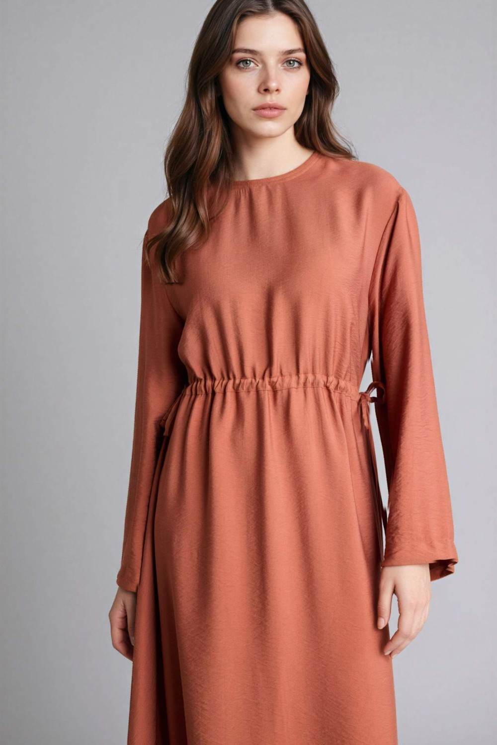 DeFacto Beli Lastikli Midi Elbise H0196AX26SP görsel 8