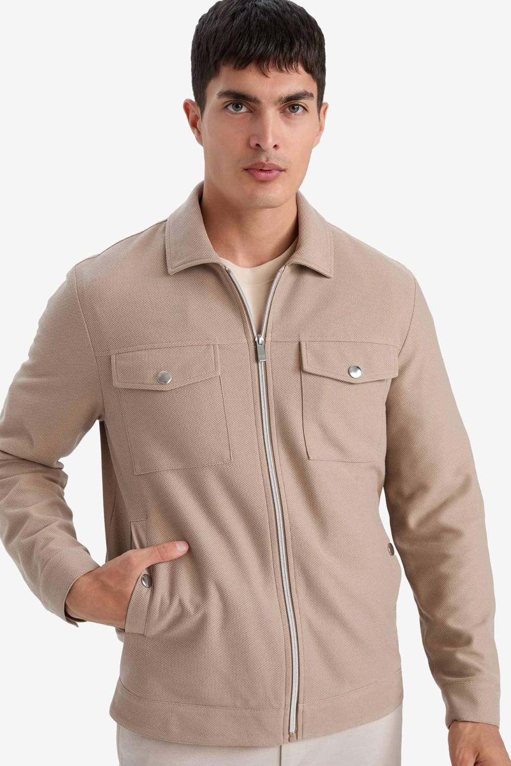 DeFacto Slim Fit Astarlı Fermuarlı Cepli Mevsimlik Mont D7533AX26SP
