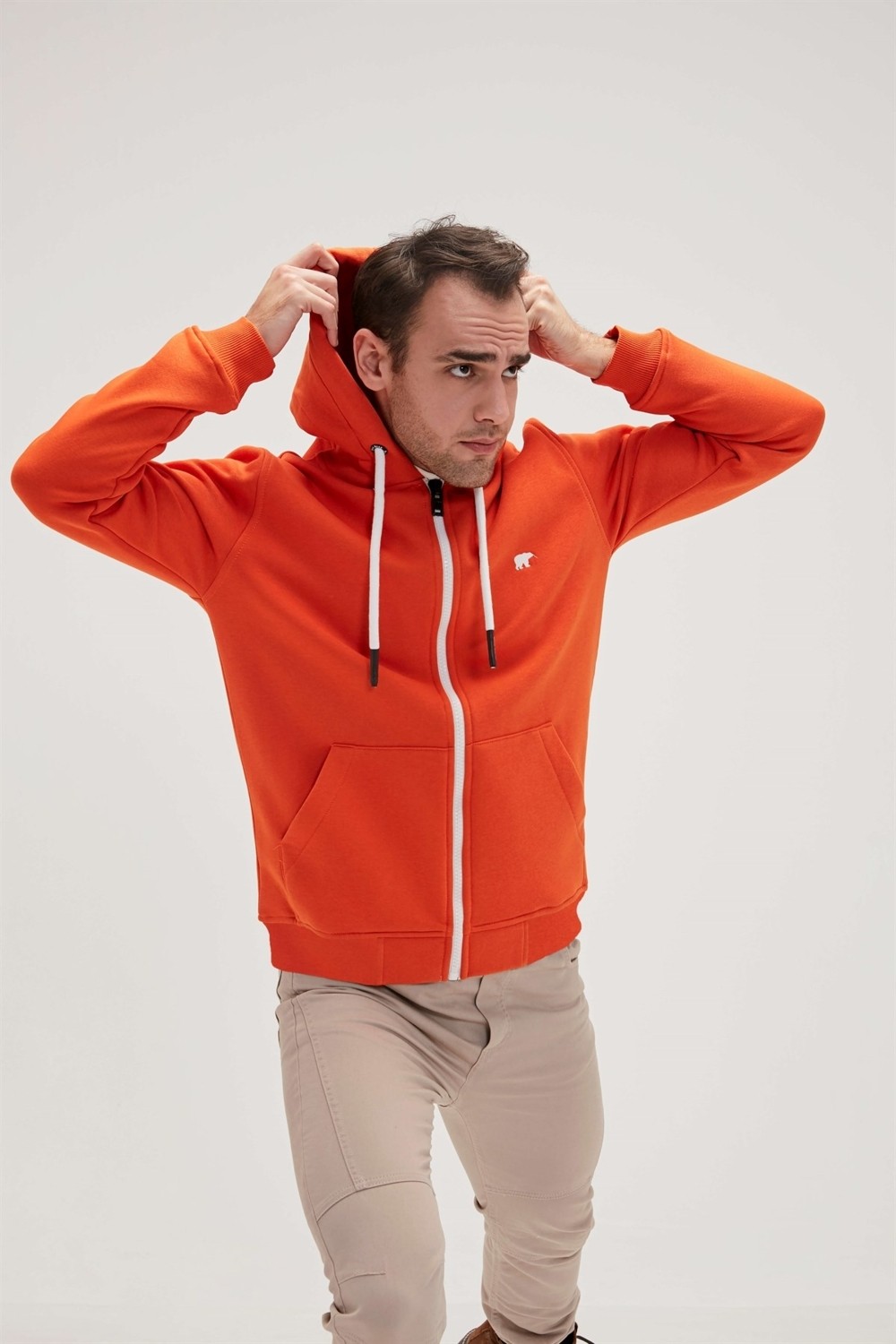 Bad Bear Even Full-Zip Hoodie Turuncu Fermuarlı Kapüşonlu Erkek Sweatshirt