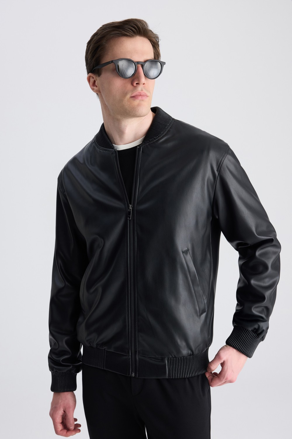 TWN Slim Fit Siyah Düz Mont 5EC070013001M görsel 4