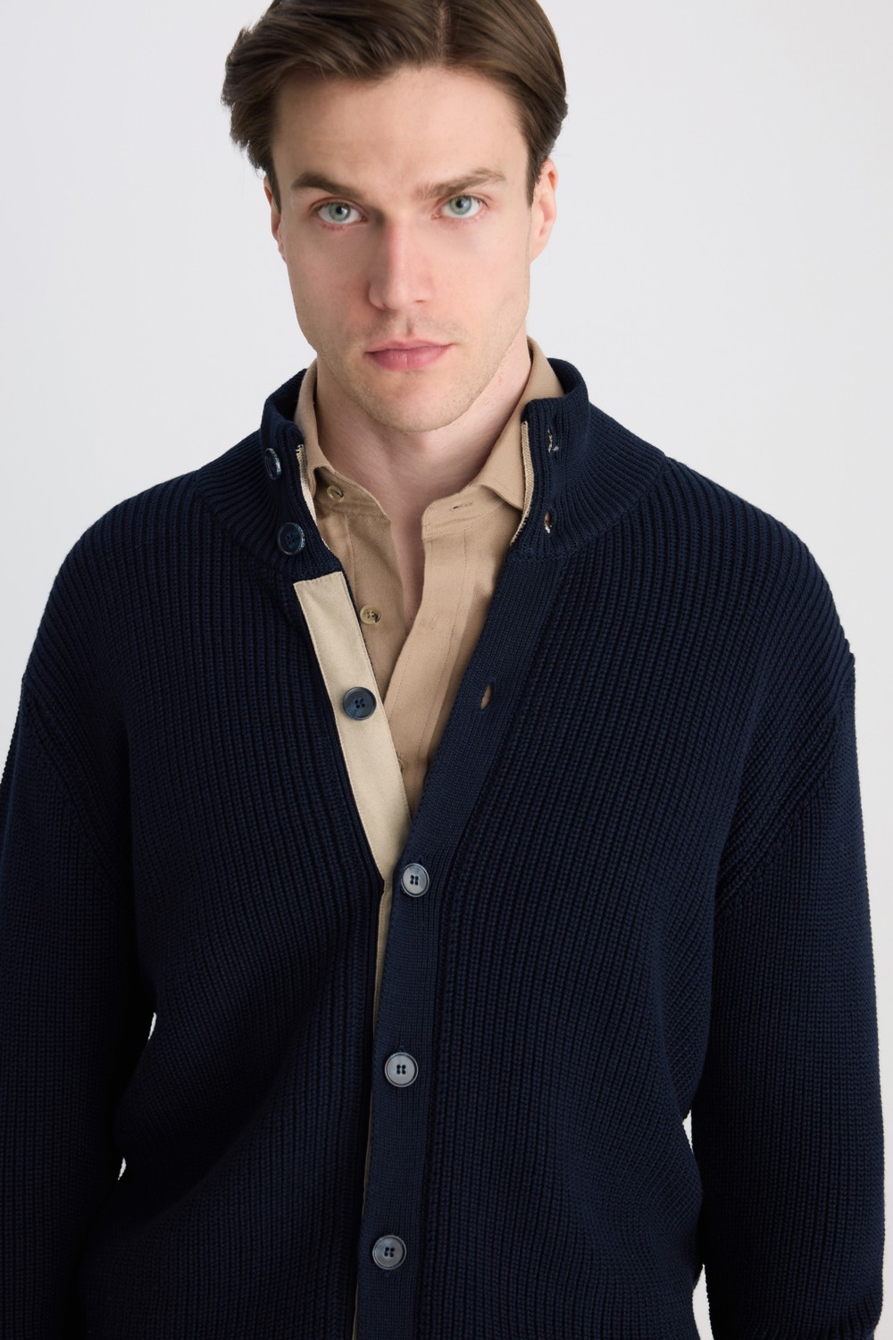D'S Damat Regular Fit Lacivert Düğmeli Hırka Modern Stil Tekstil Kumaş Düz Desen görsel 4