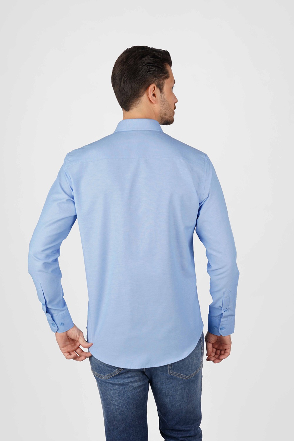 Etikmen Koyu Yeşil Yaka Düğmeli Premium Şamre Slimfit Erkek Gömlek görsel 5