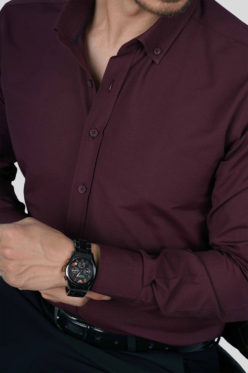 Etikmen Koyu Yeşil Yaka Düğmeli Premium Şamre Slimfit Erkek Gömlek görsel 8