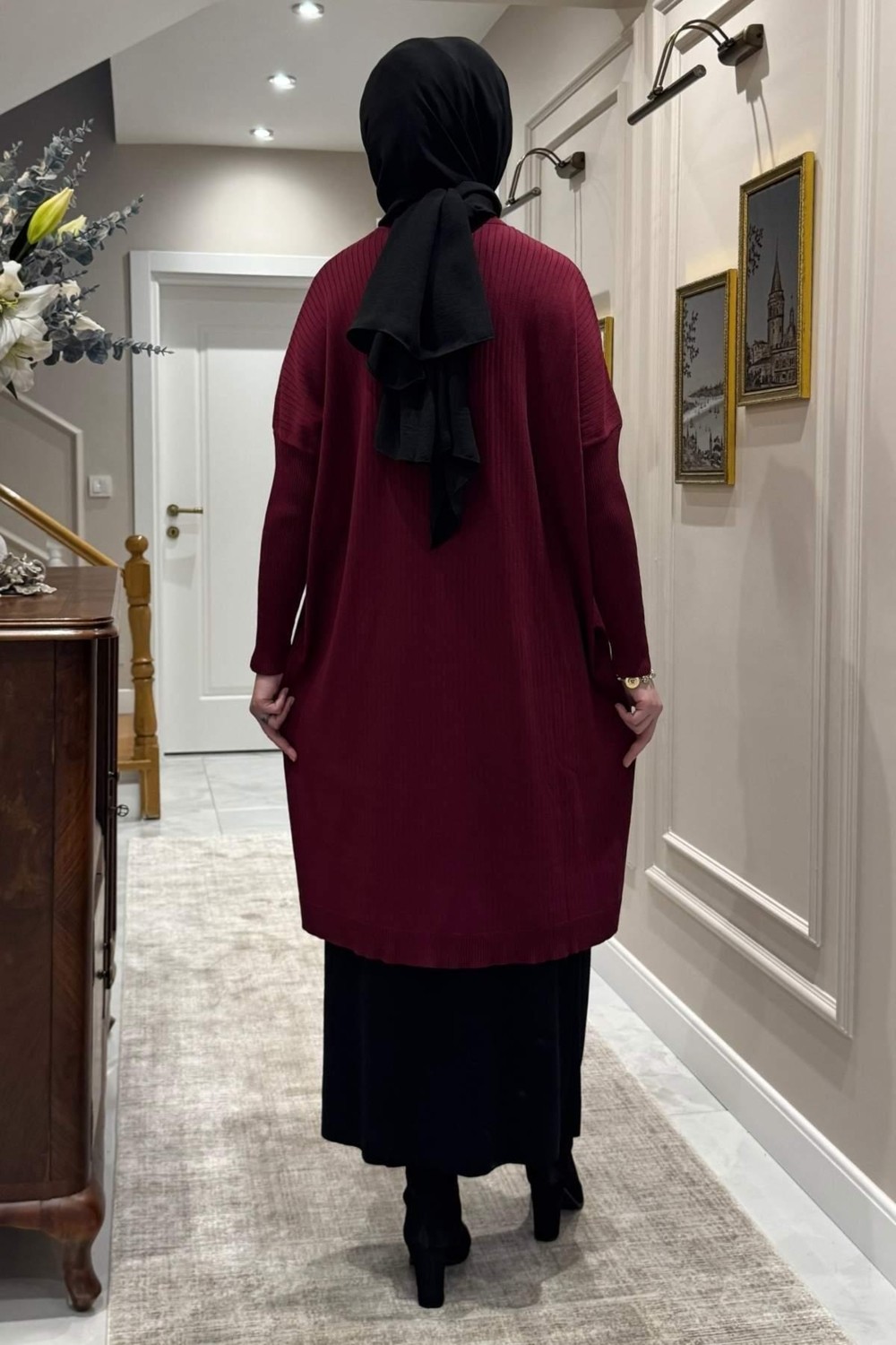Rabia Şamlı Dora Triko Tunik Bordo görsel 5