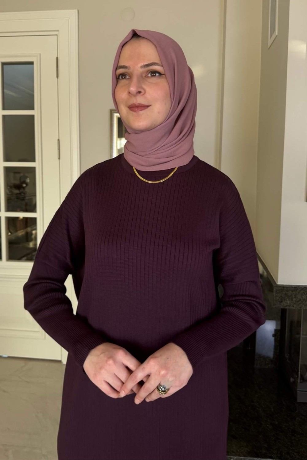 Rabia Şamlı Dora Triko Tunik Mürdüm görsel 2