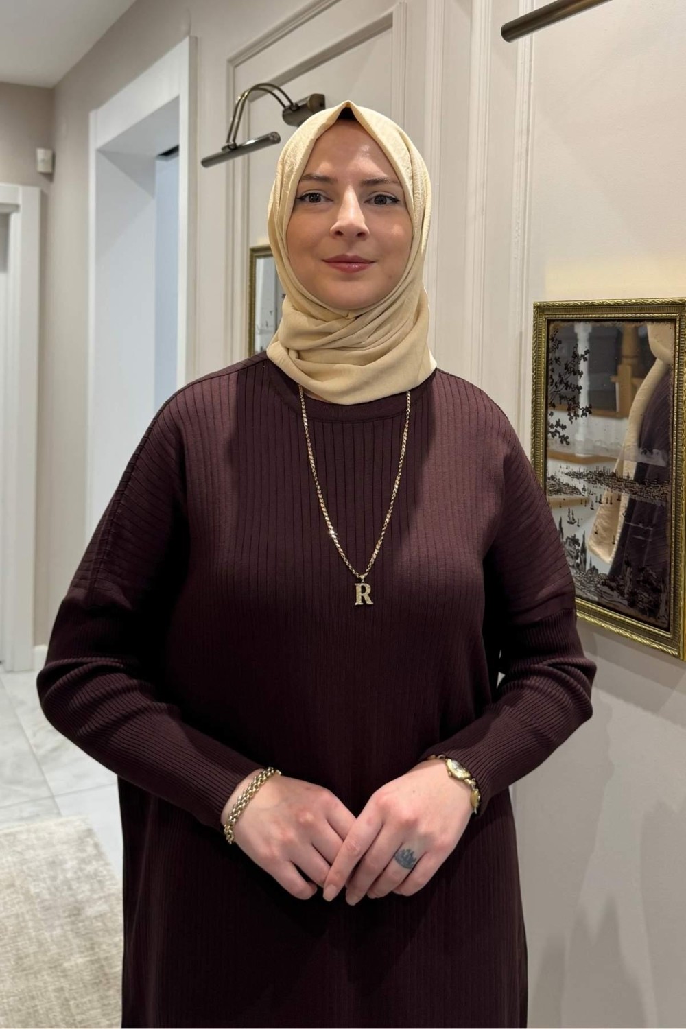 Rabia Şamlı Dora Triko Tunik Acı Kahve görsel 2