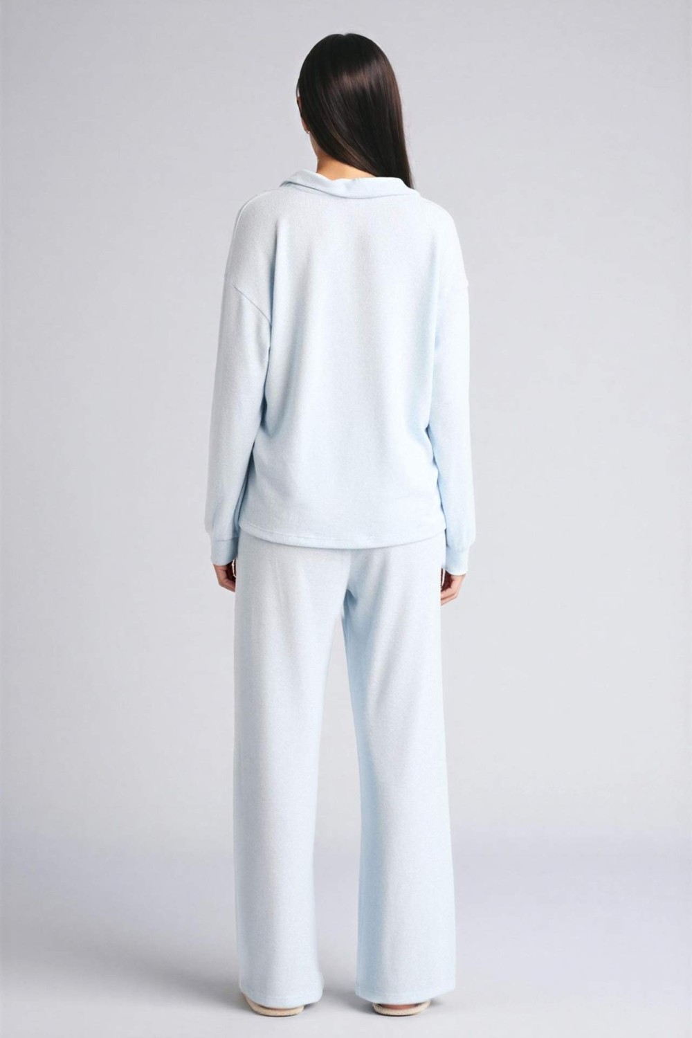 DeFacto Regular Fit Ultra Yumuşak Uzun Kollu Velur Üst Uzun Alt Pijama Takımı G1188AX26SP görsel 8