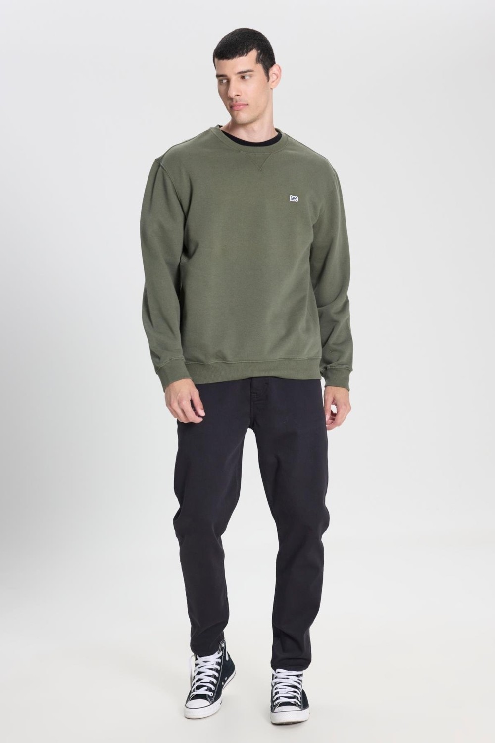 Lee Regular Fit Normal Kesim %100 Pamuk Bisiklet Yaka İçi Polarlı Bordo Sweatshirt görsel 4