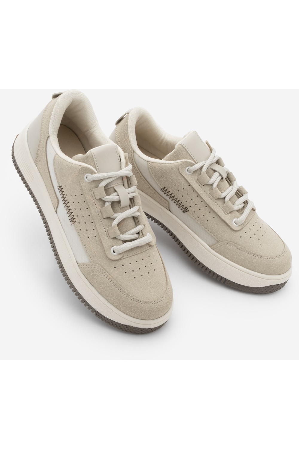 Marjin Kadın Sneaker Yüksek Taban Spor Ayakkabı Loske Ekru görsel 3